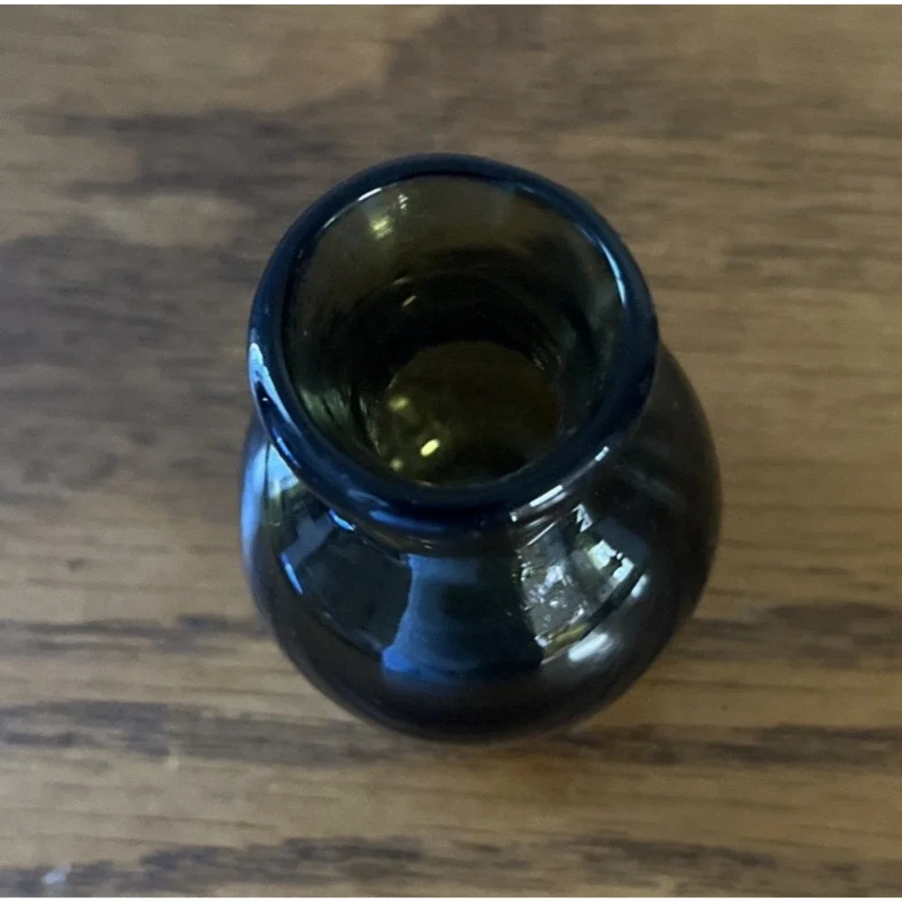 Vintage Miniature Glass Vase Green Glass 2.25